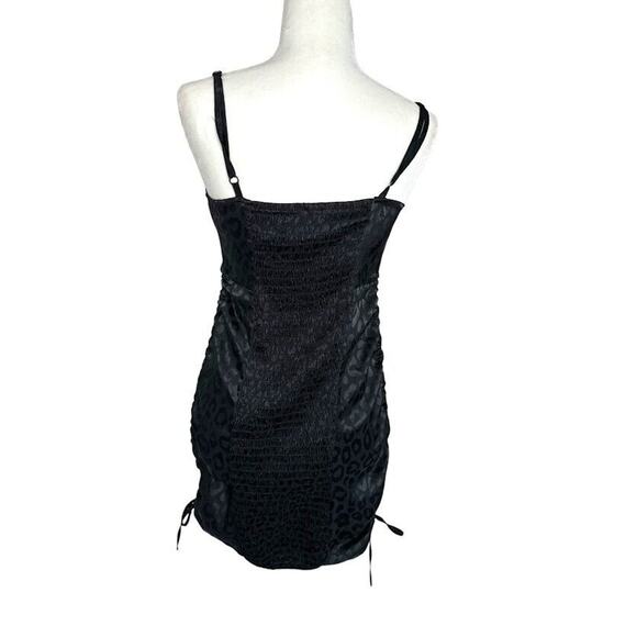 Wild Fable Women's Size Medium Black Satin Sleeveless Leopard Side Bodycon Dress - Picture 5 of 9